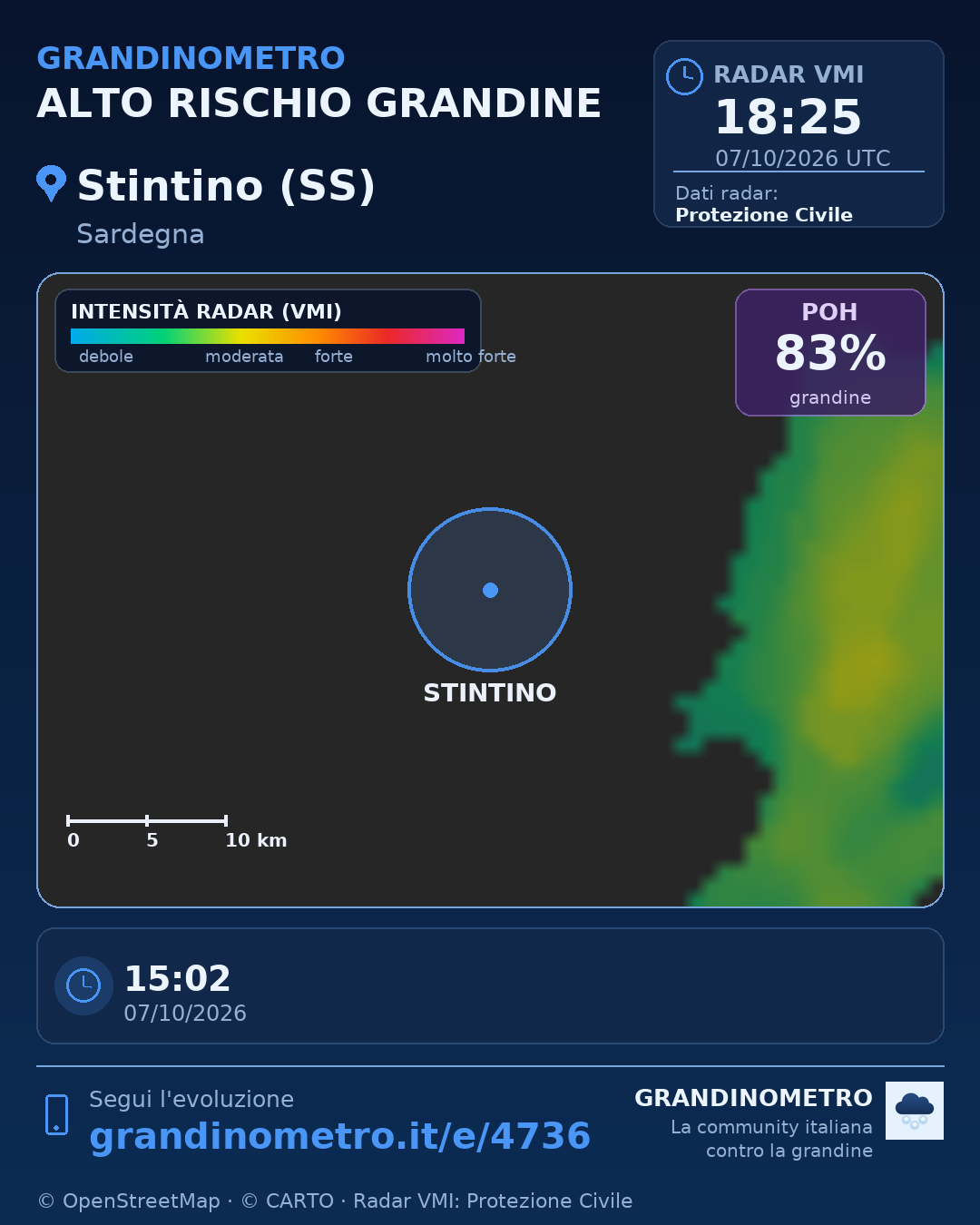 Mappa dell'evento: grandine a Stintino (SS)