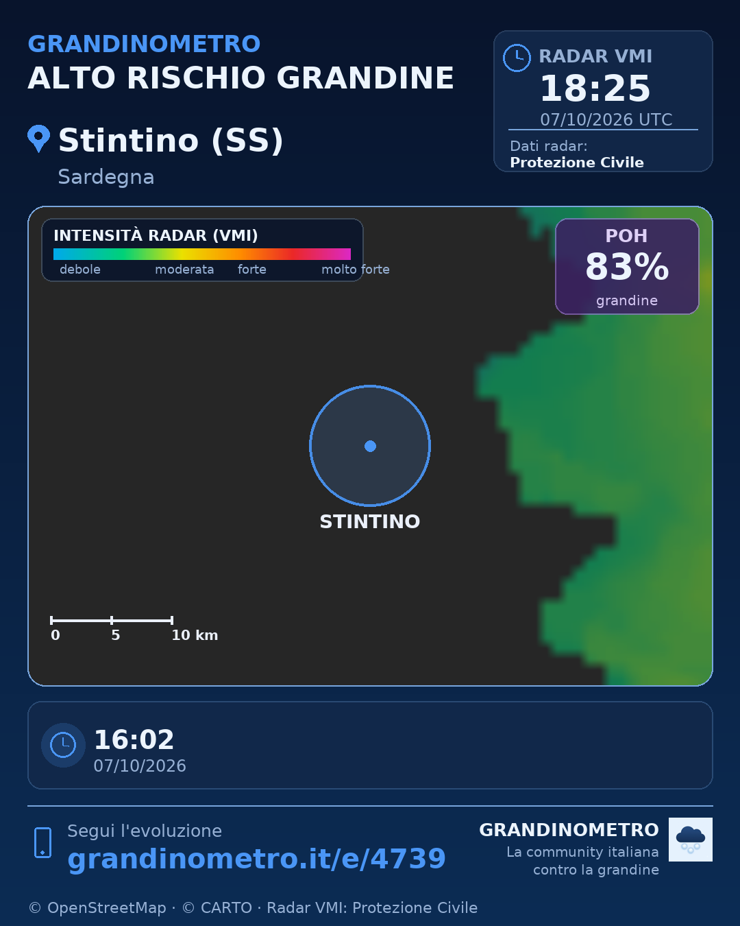 Mappa dell'evento: grandine a Stintino (SS)