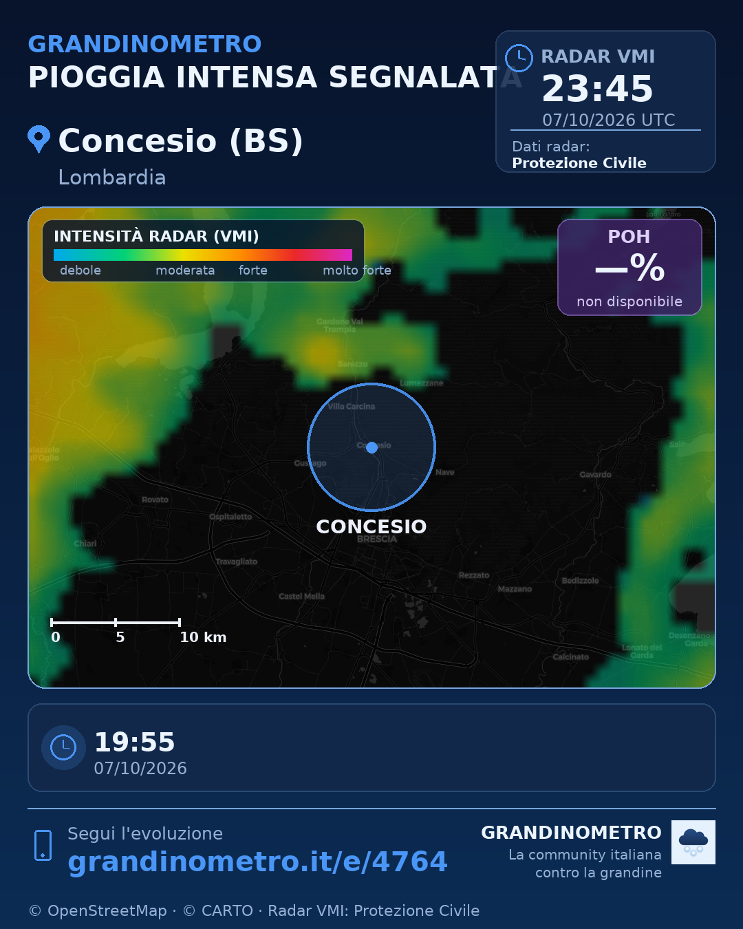 Mappa dell'evento: pioggia intensa a Concesio (BS)