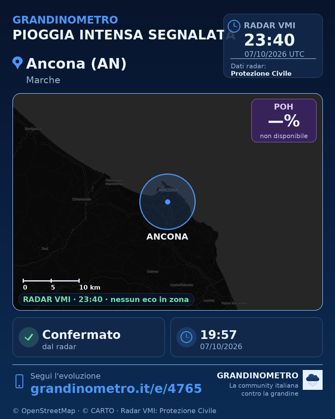 Mappa dell'evento: pioggia intensa ad Ancona (AN)