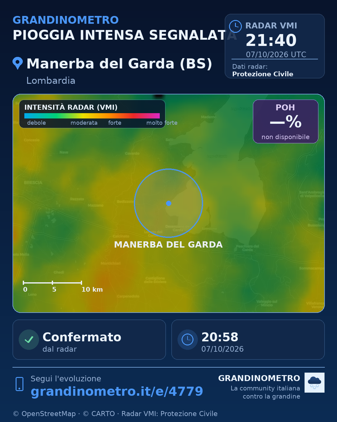 Mappa dell'evento: pioggia intensa a Manerba del Garda (BS)