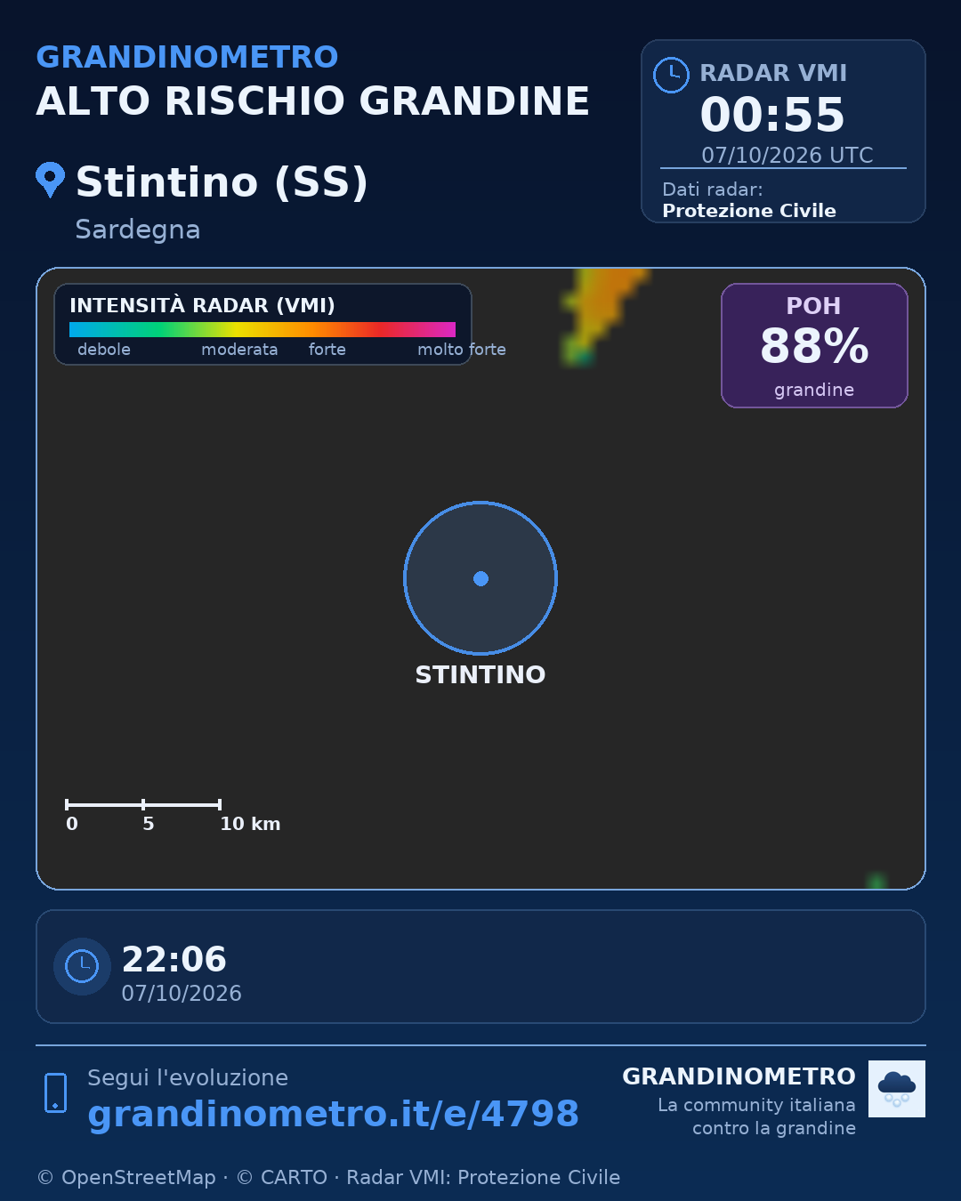 Mappa dell'evento: grandine a Stintino (SS)