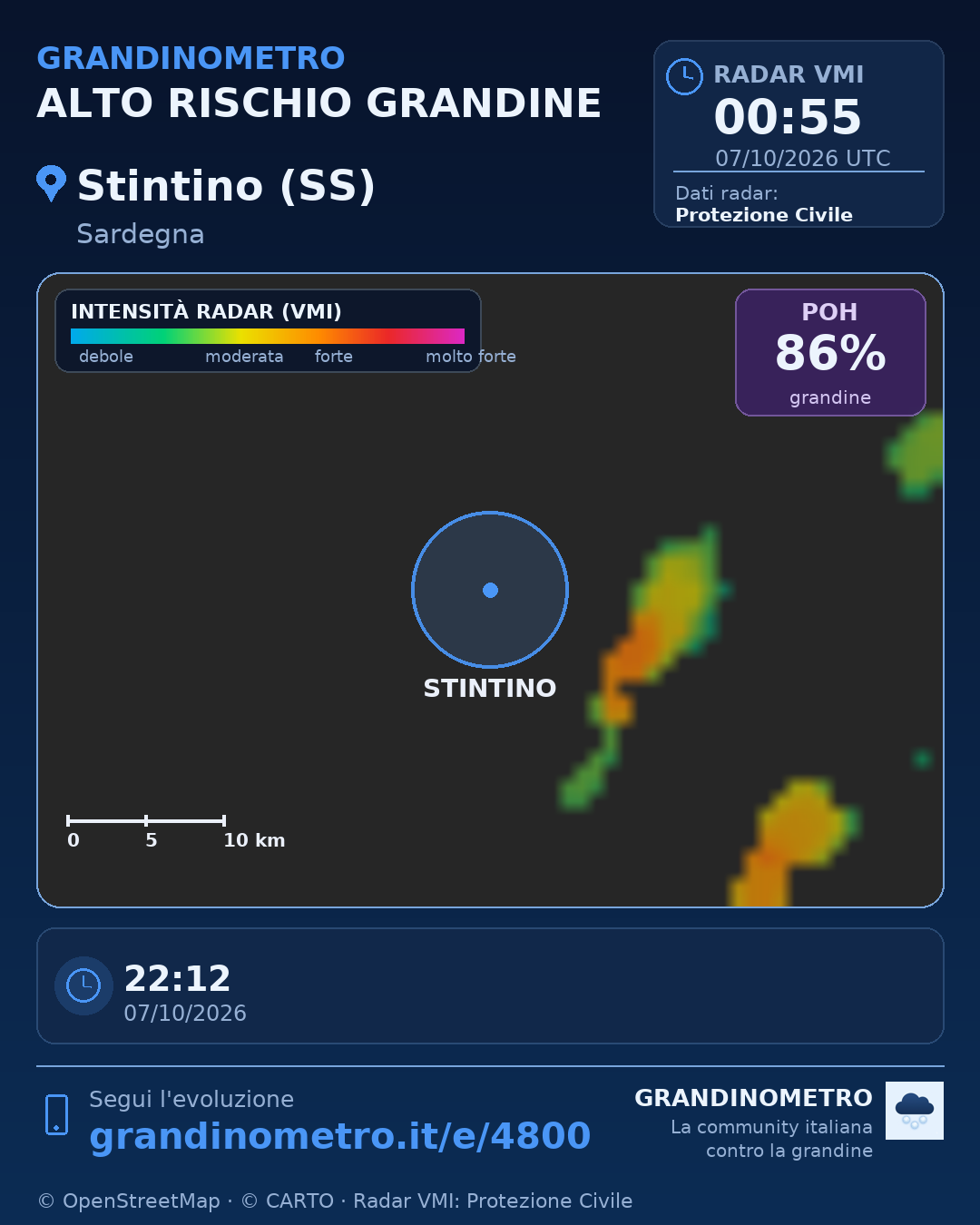 Mappa dell'evento: grandine a Stintino (SS)