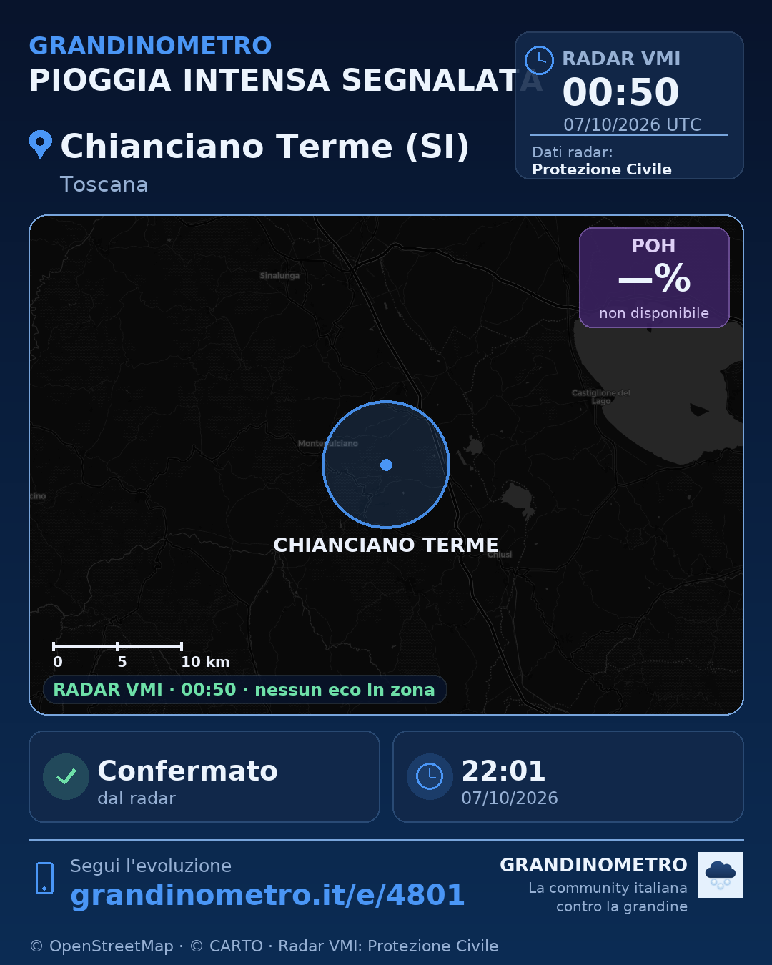 Mappa dell'evento: pioggia intensa a Chianciano Terme (SI)