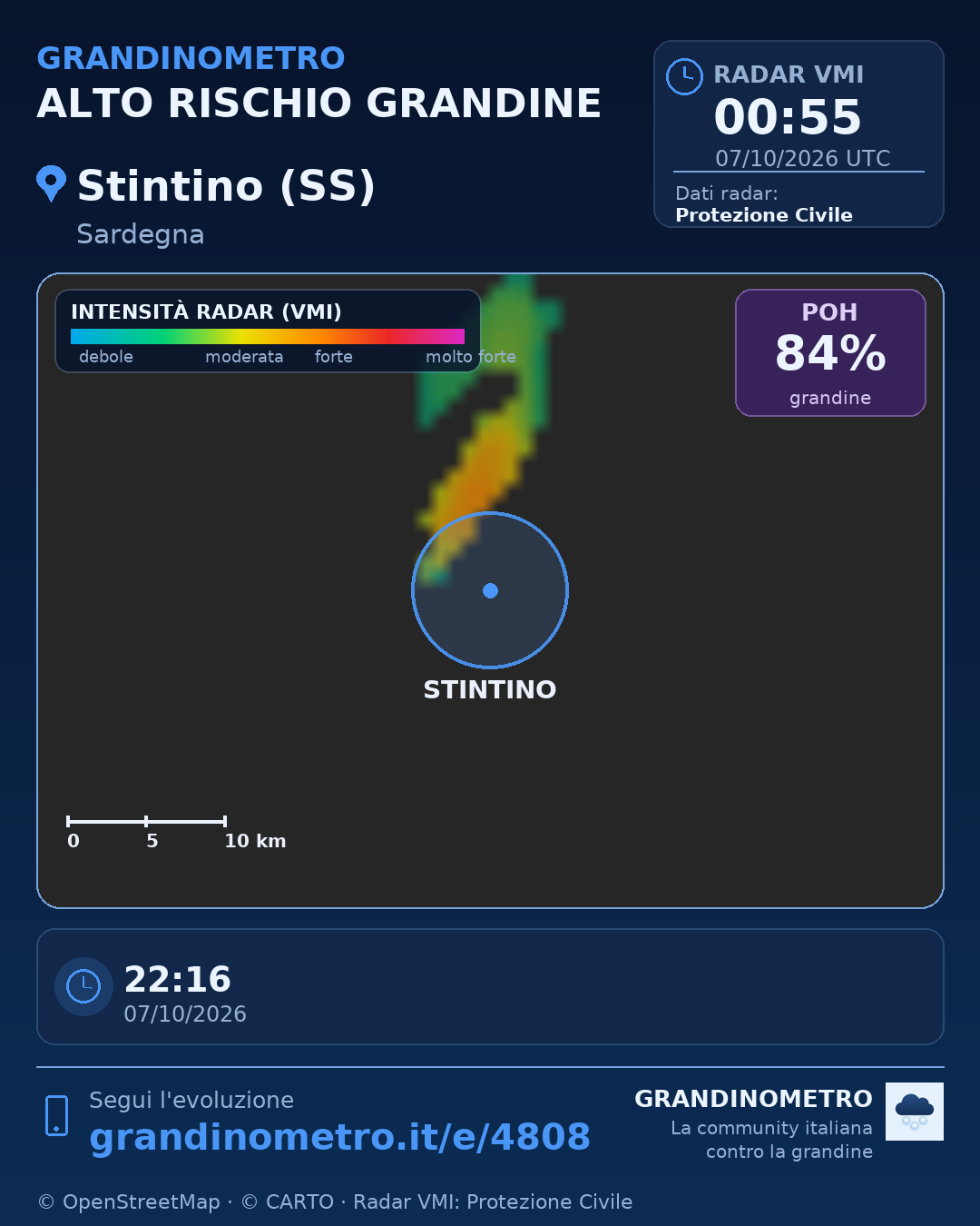 Mappa dell'evento: grandine a Stintino (SS)