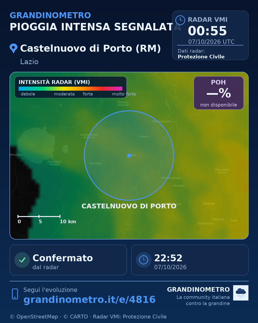 Mappa dell'evento: pioggia intensa a Castelnuovo di Porto (RM)
