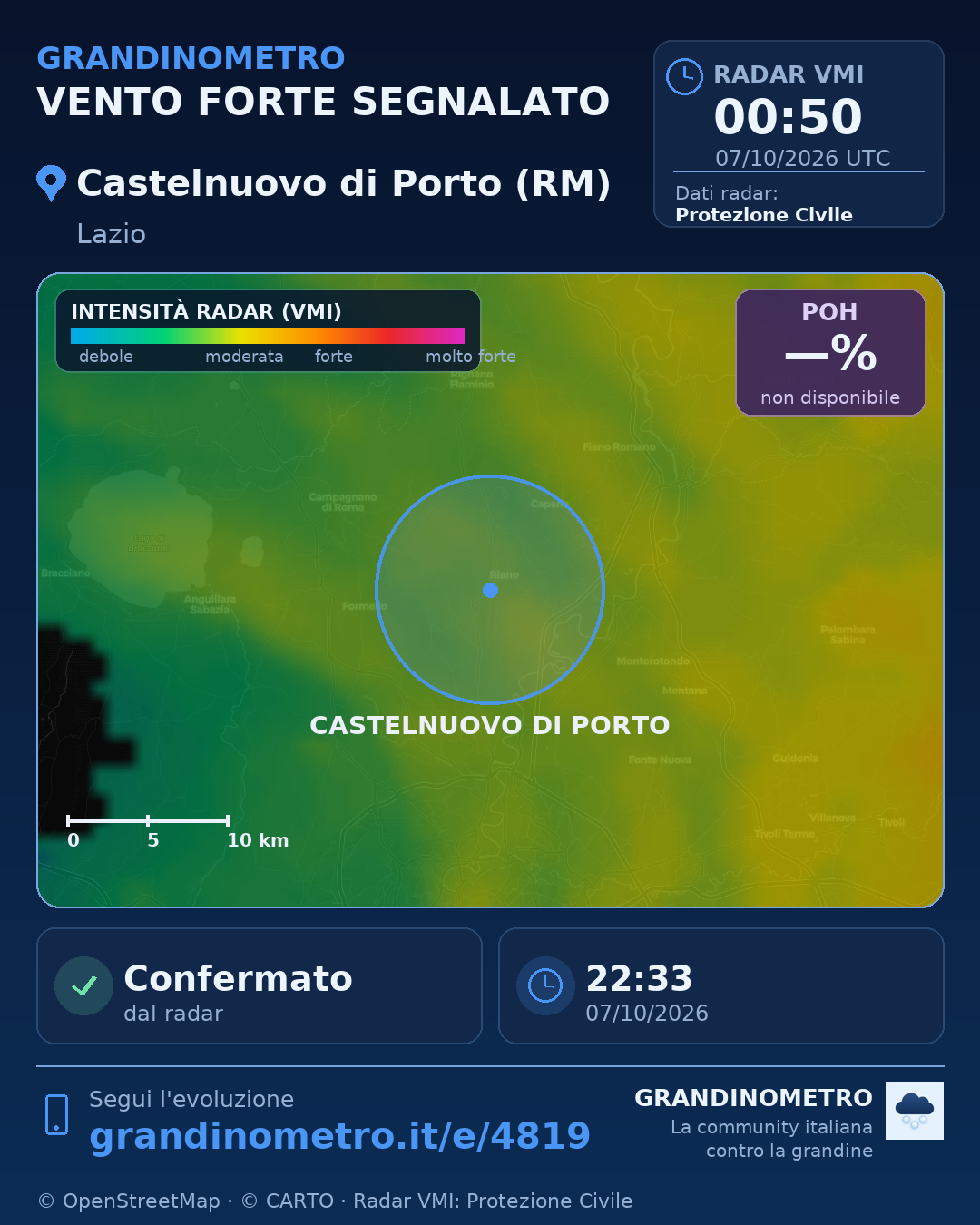 Mappa dell'evento: vento forte a Castelnuovo di Porto (RM)