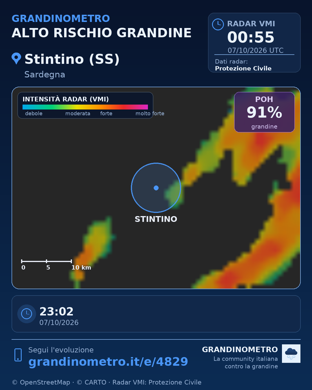 Mappa dell'evento: grandine a Stintino (SS)