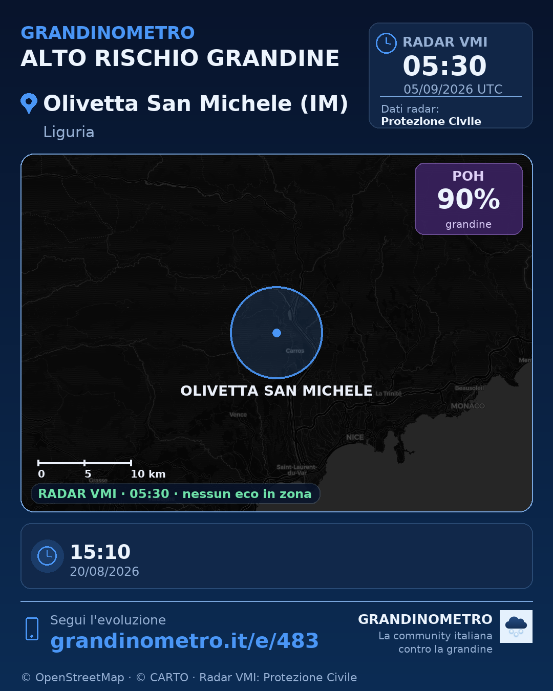 Mappa dell'evento: grandine a Olivetta San Michele (IM)
