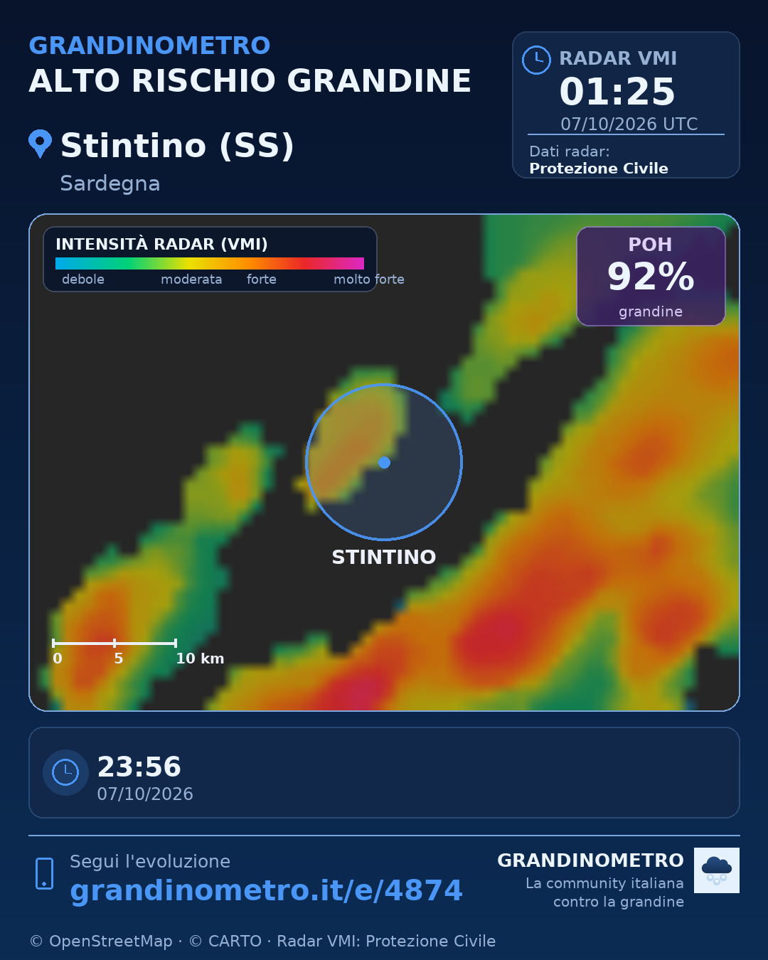 Mappa dell'evento: grandine a Stintino (SS)