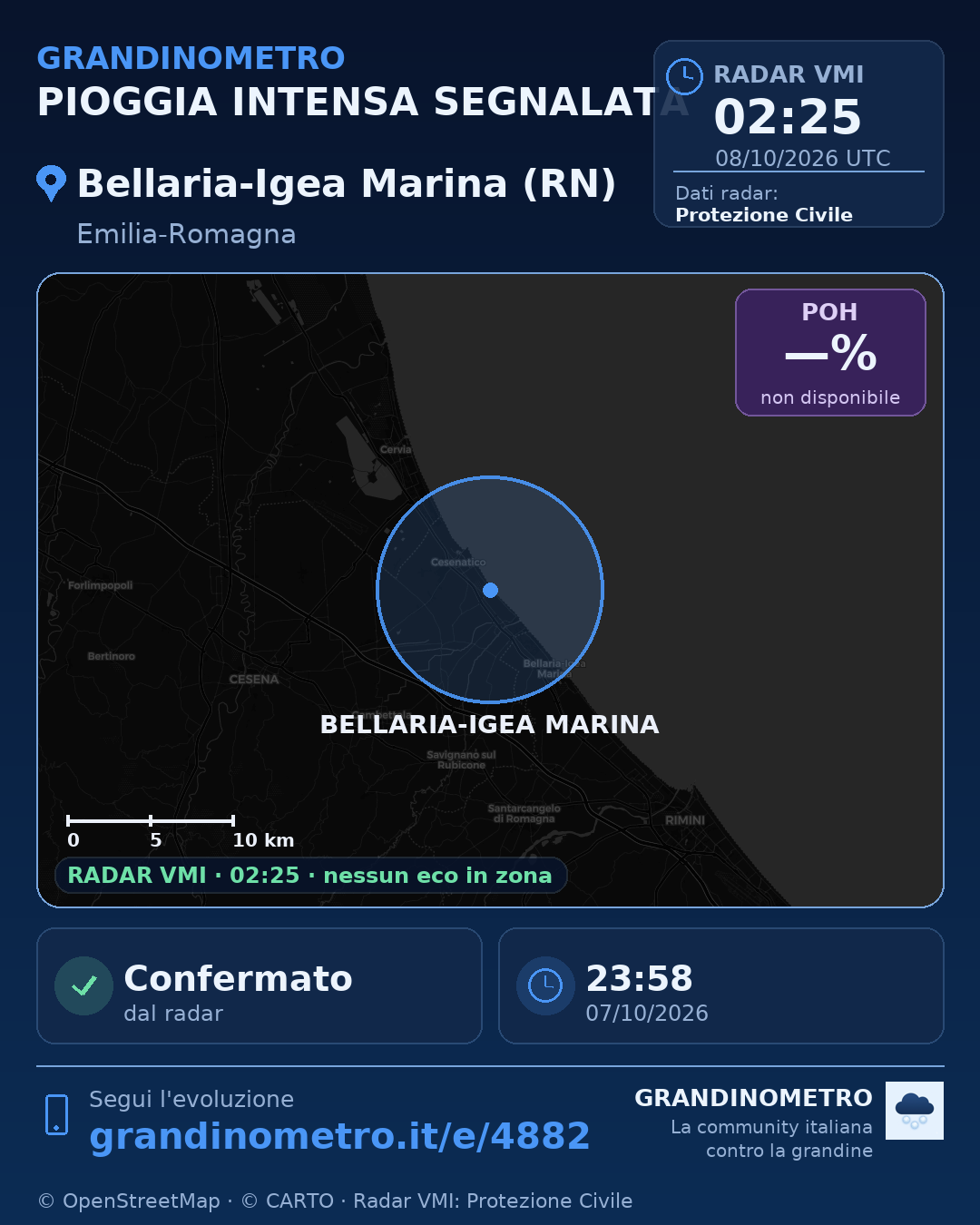 Mappa dell'evento: pioggia intensa a Bellaria-Igea Marina (RN)