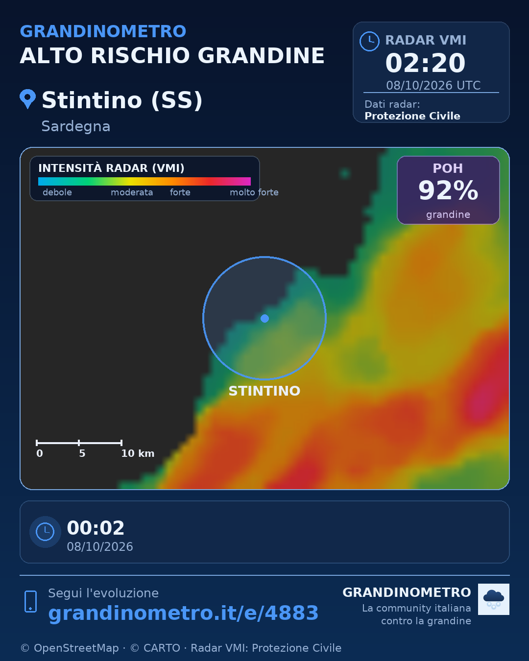 Mappa dell'evento: grandine a Stintino (SS)