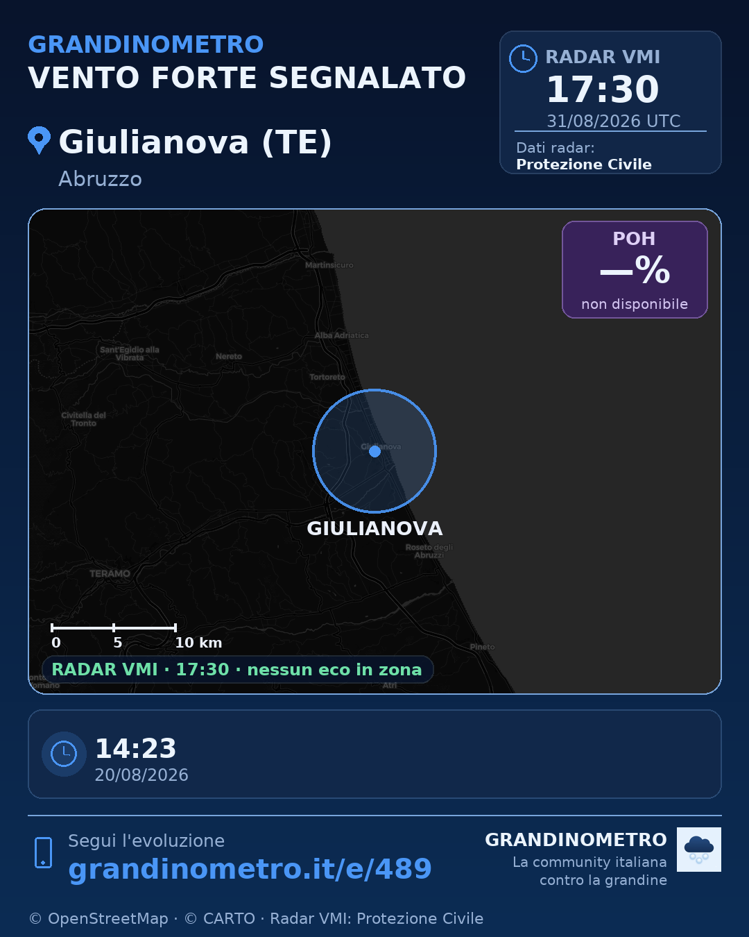 Mappa dell'evento: vento forte a Giulianova (TE)