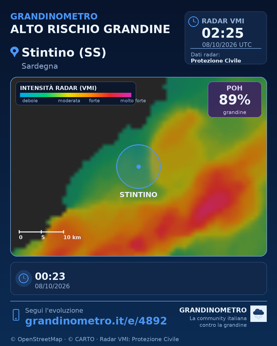 Mappa dell'evento: grandine a Stintino (SS)