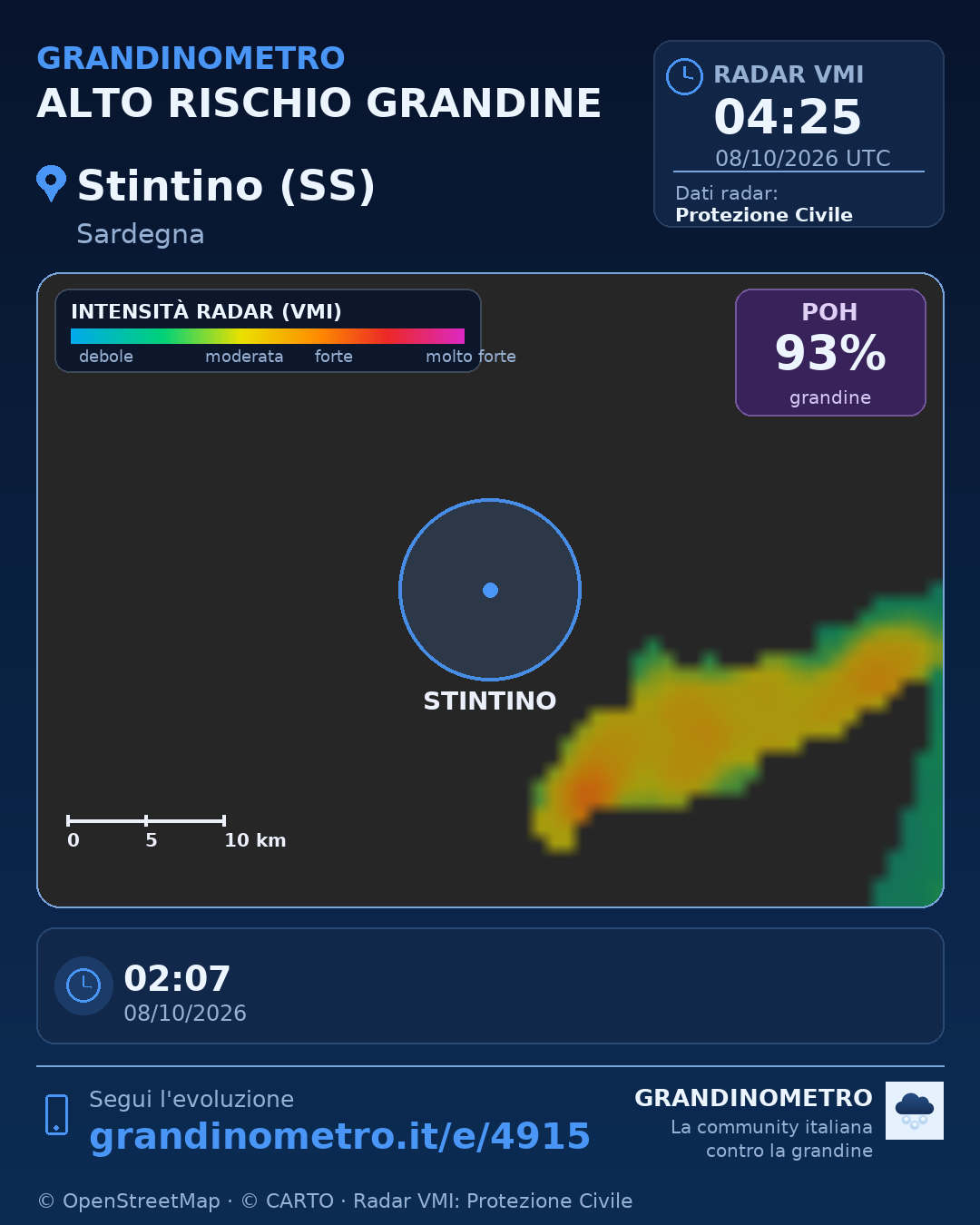 Mappa dell'evento: grandine a Stintino (SS)