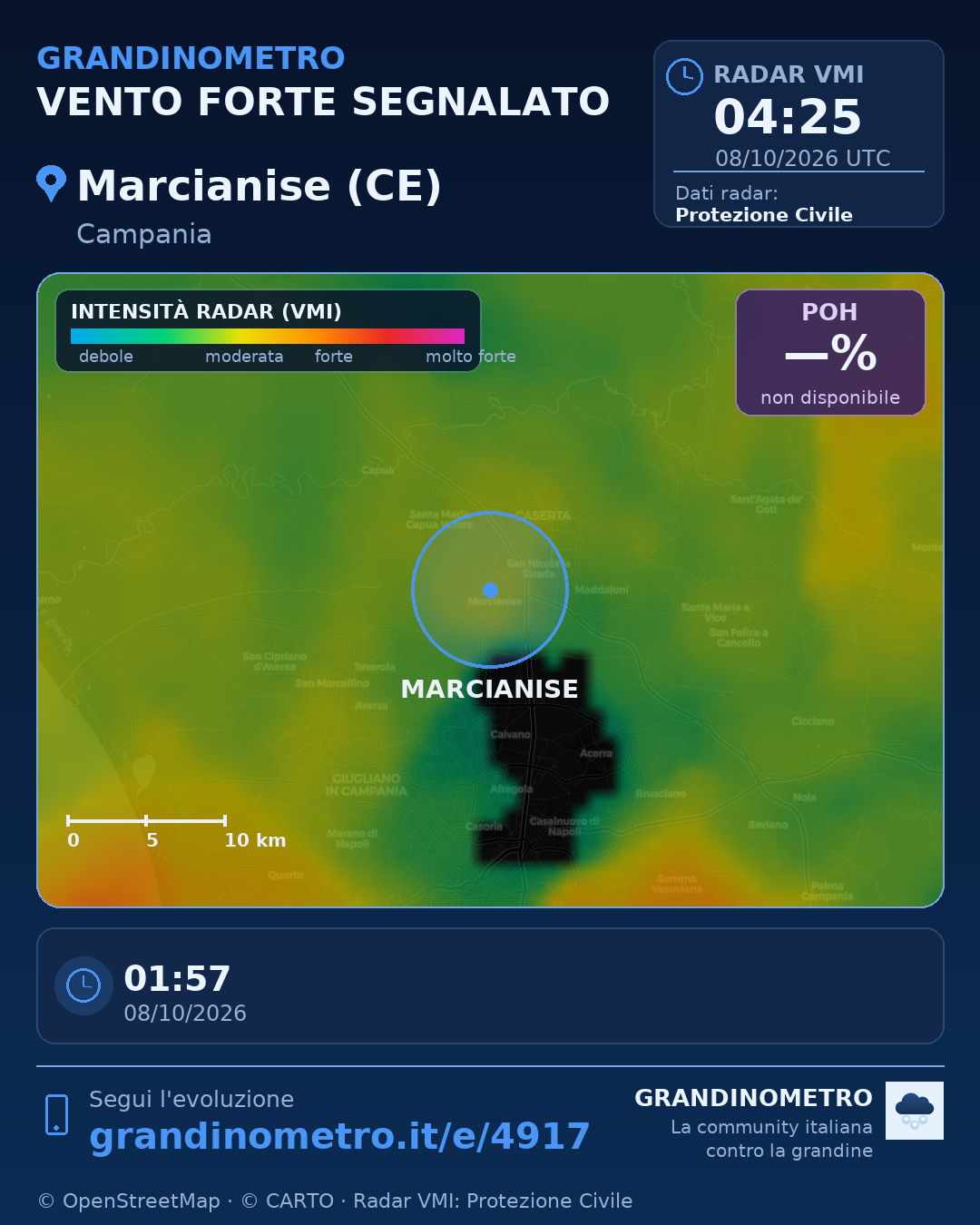 Mappa dell'evento: vento forte a Marcianise (CE)
