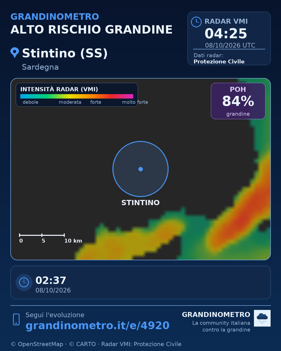 Mappa dell'evento: grandine a Stintino (SS)