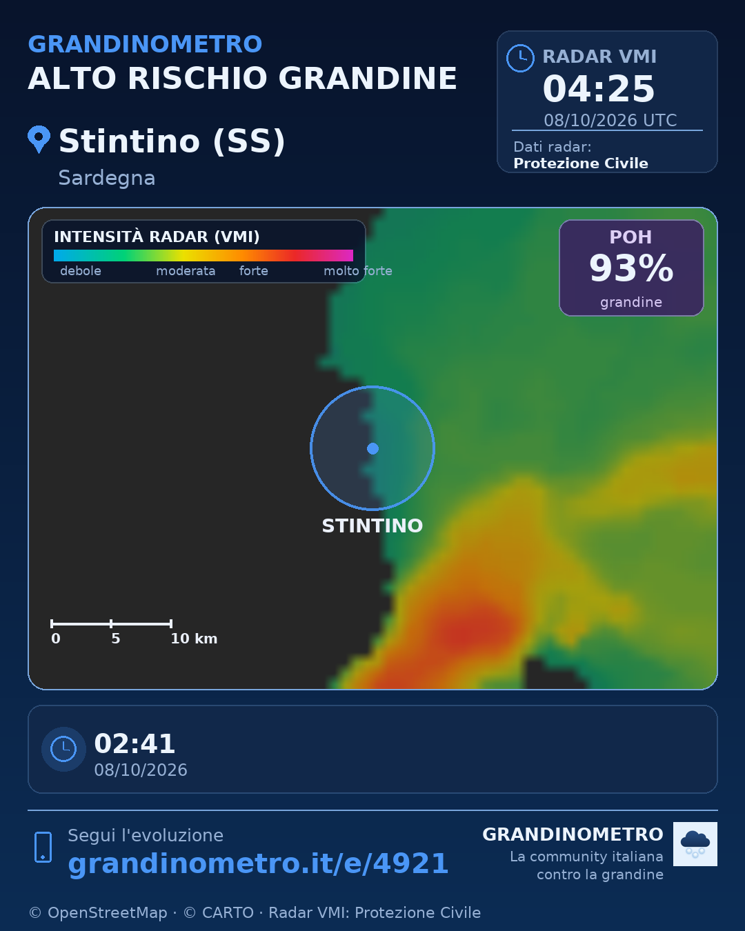 Mappa dell'evento: grandine a Stintino (SS)
