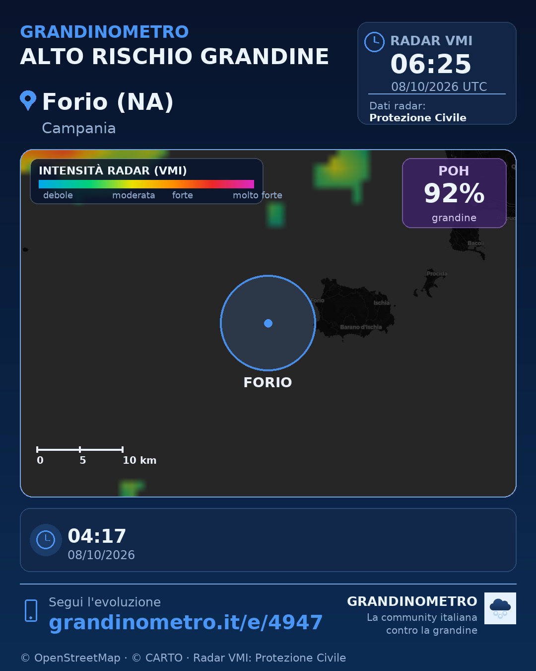 Mappa dell'evento: grandine a Forio (NA)
