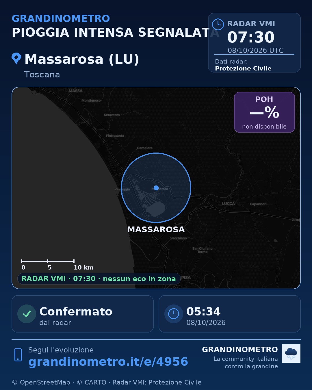 Mappa dell'evento: pioggia intensa a Massarosa (LU)