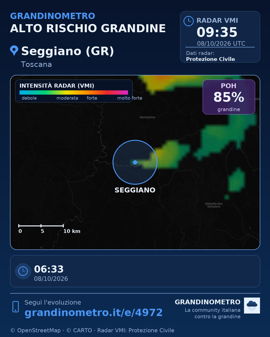 Mappa dell'evento: grandine a Seggiano (GR)