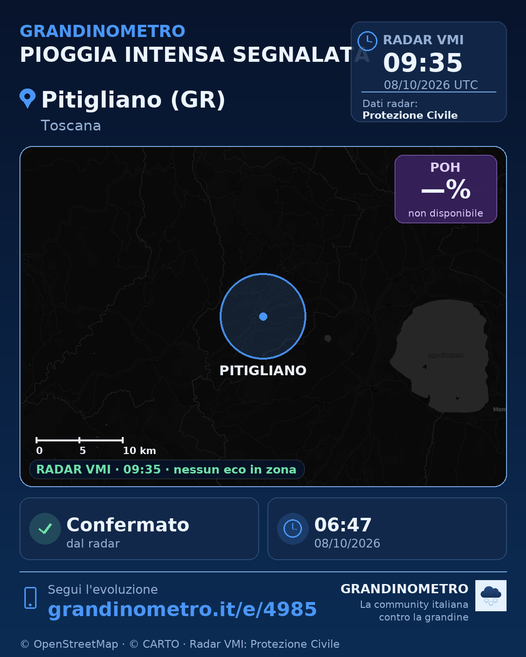 Mappa dell'evento: pioggia intensa a Pitigliano (GR)