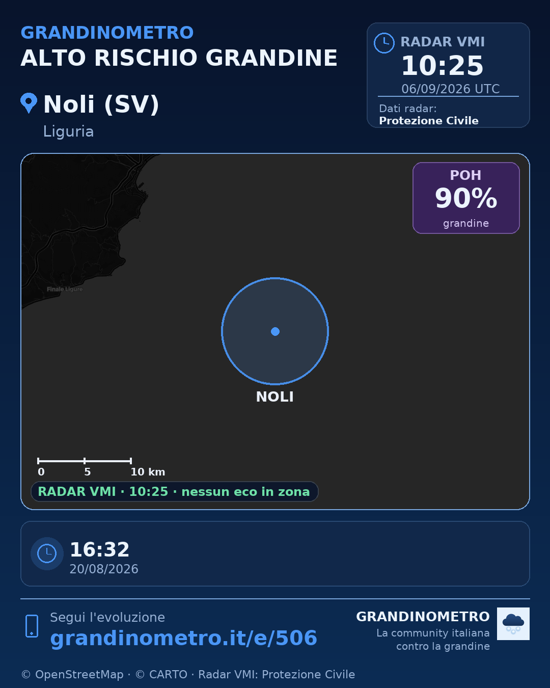 Mappa dell'evento: grandine a Noli (SV)