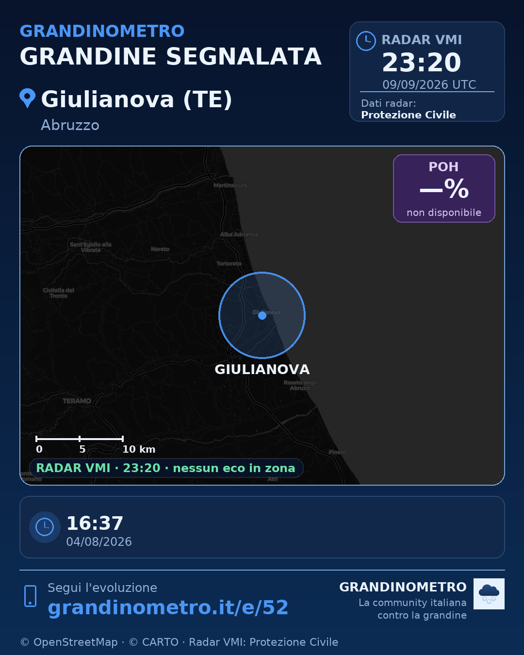 Mappa dell'evento: grandine a Giulianova (TE)
