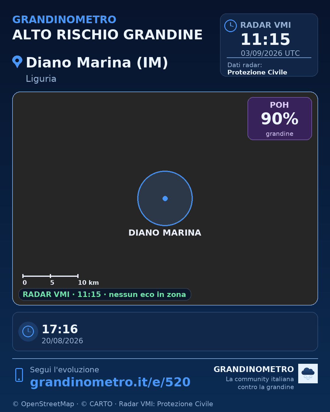 Mappa dell'evento: grandine a Diano Marina (IM)