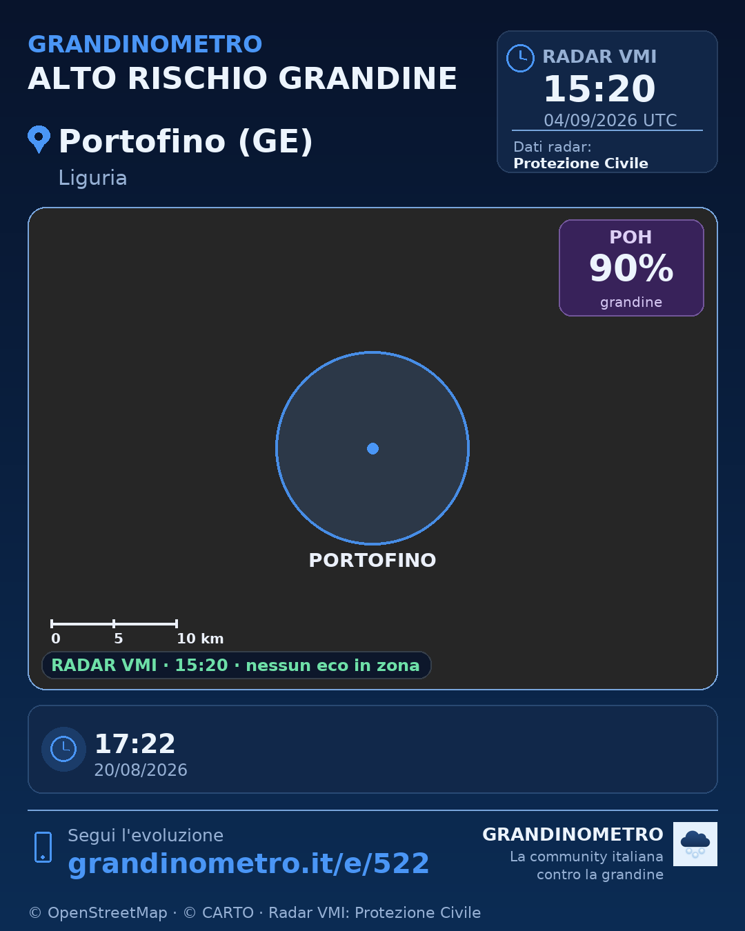 Mappa dell'evento: grandine a Portofino (GE)