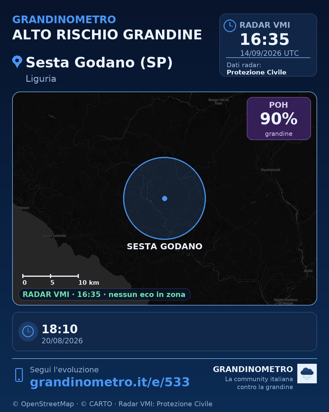 Mappa dell'evento: grandine a Sesta Godano (SP)