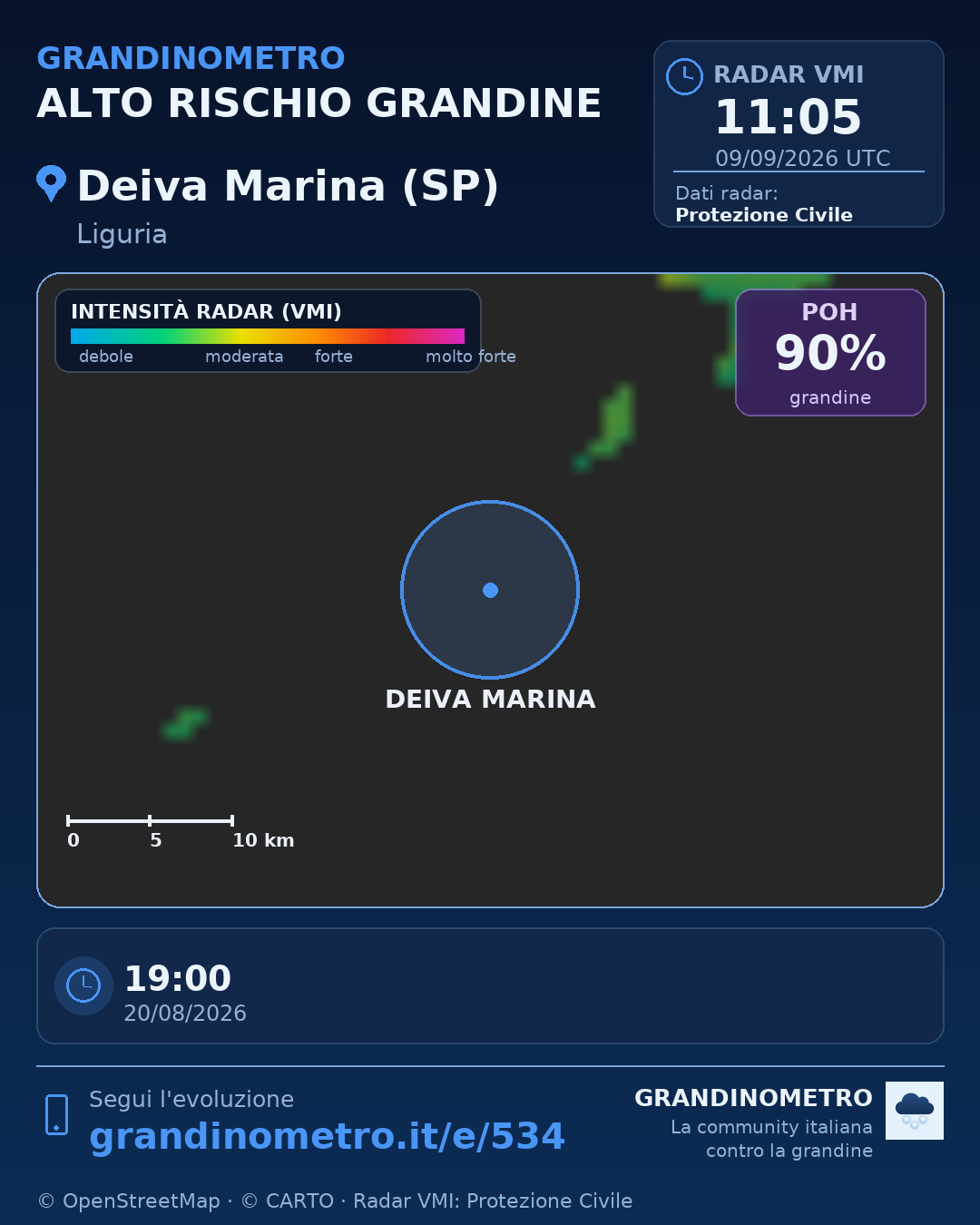 Mappa dell'evento: grandine a Deiva Marina (SP)