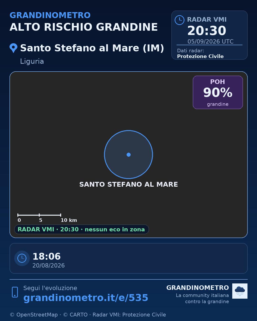 Mappa dell'evento: grandine a Santo Stefano al Mare (IM)