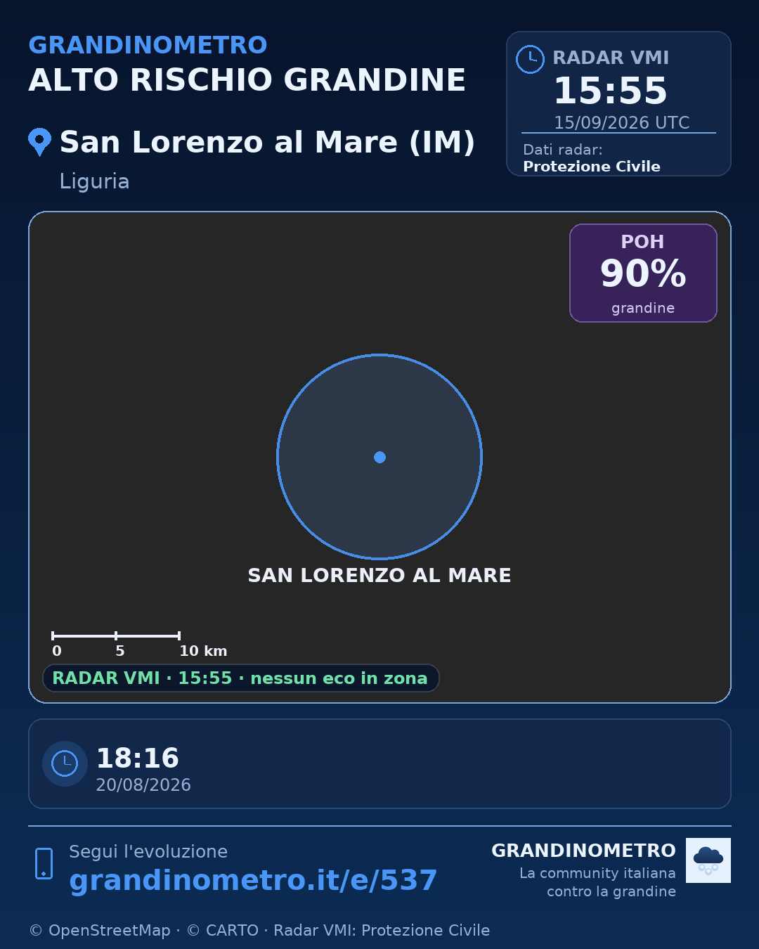 Mappa dell'evento: grandine a San Lorenzo al Mare (IM)