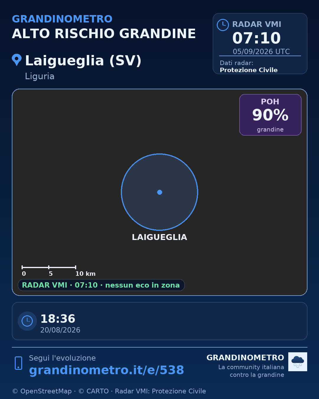 Mappa dell'evento: grandine a Laigueglia (SV)