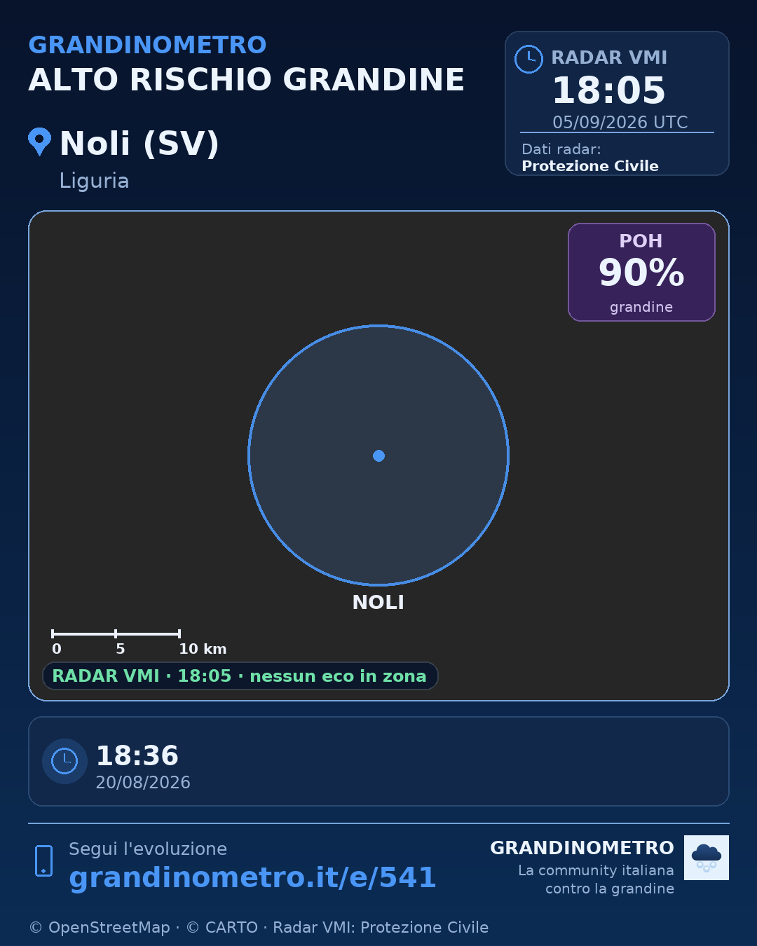 Mappa dell'evento: grandine a Noli (SV)