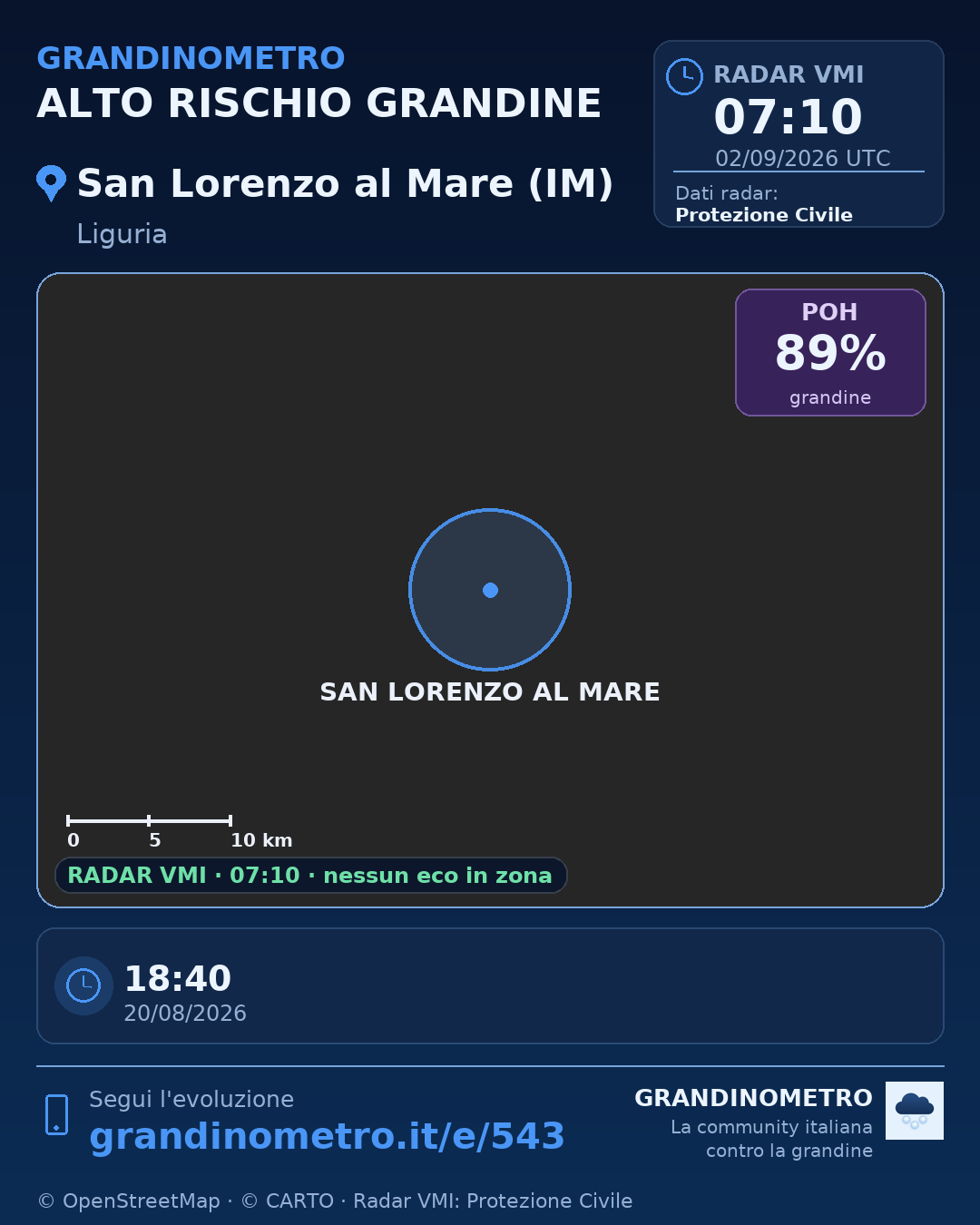 Mappa dell'evento: grandine a San Lorenzo al Mare (IM)