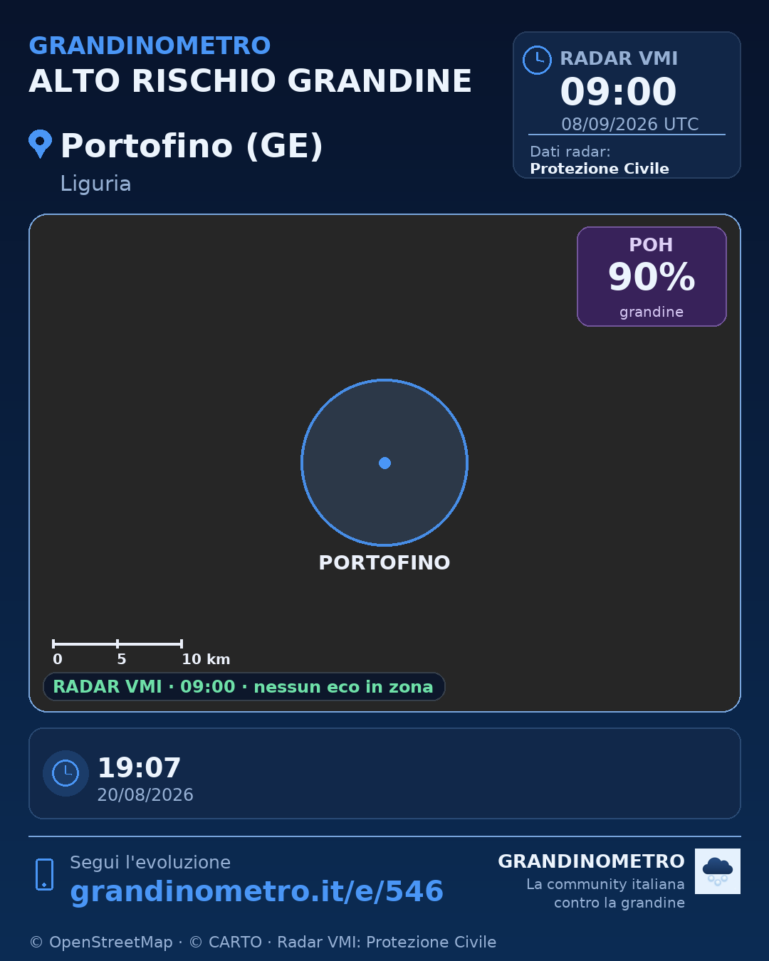 Mappa dell'evento: grandine a Portofino (GE)