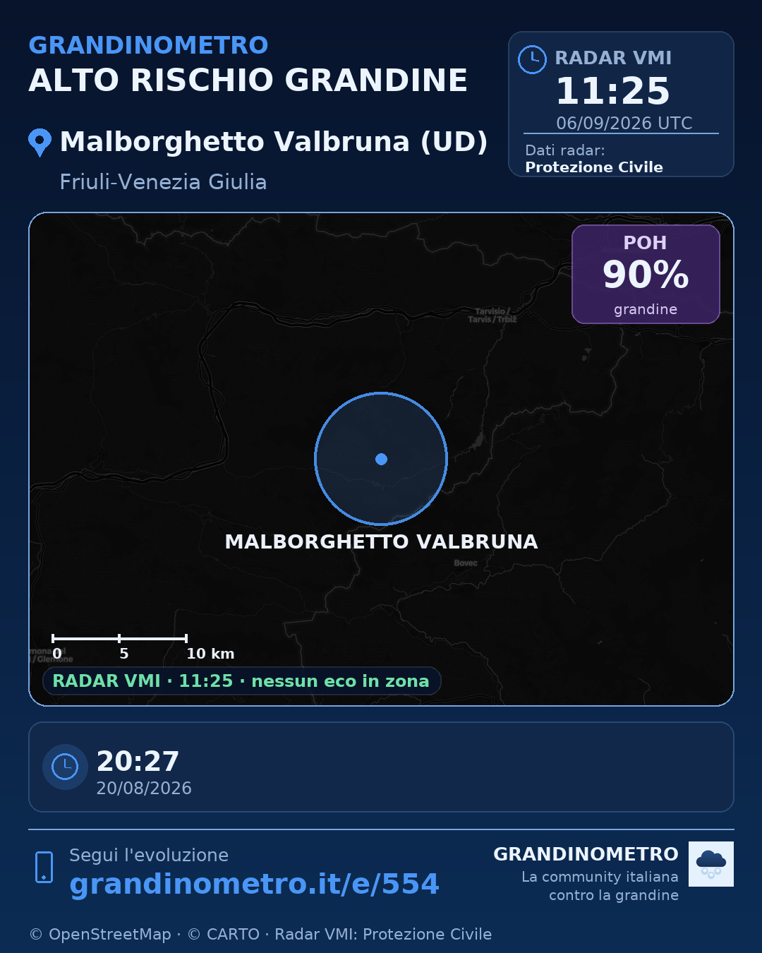 Mappa dell'evento: grandine a Malborghetto Valbruna (UD)