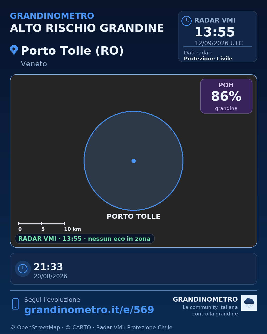 Mappa dell'evento: grandine a Porto Tolle (RO)