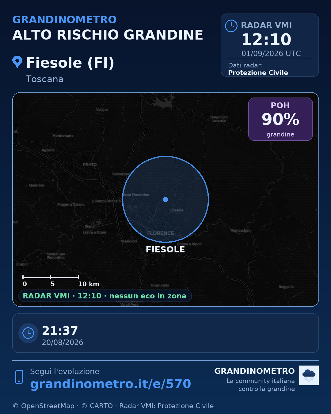 Mappa dell'evento: grandine a Fiesole (FI)