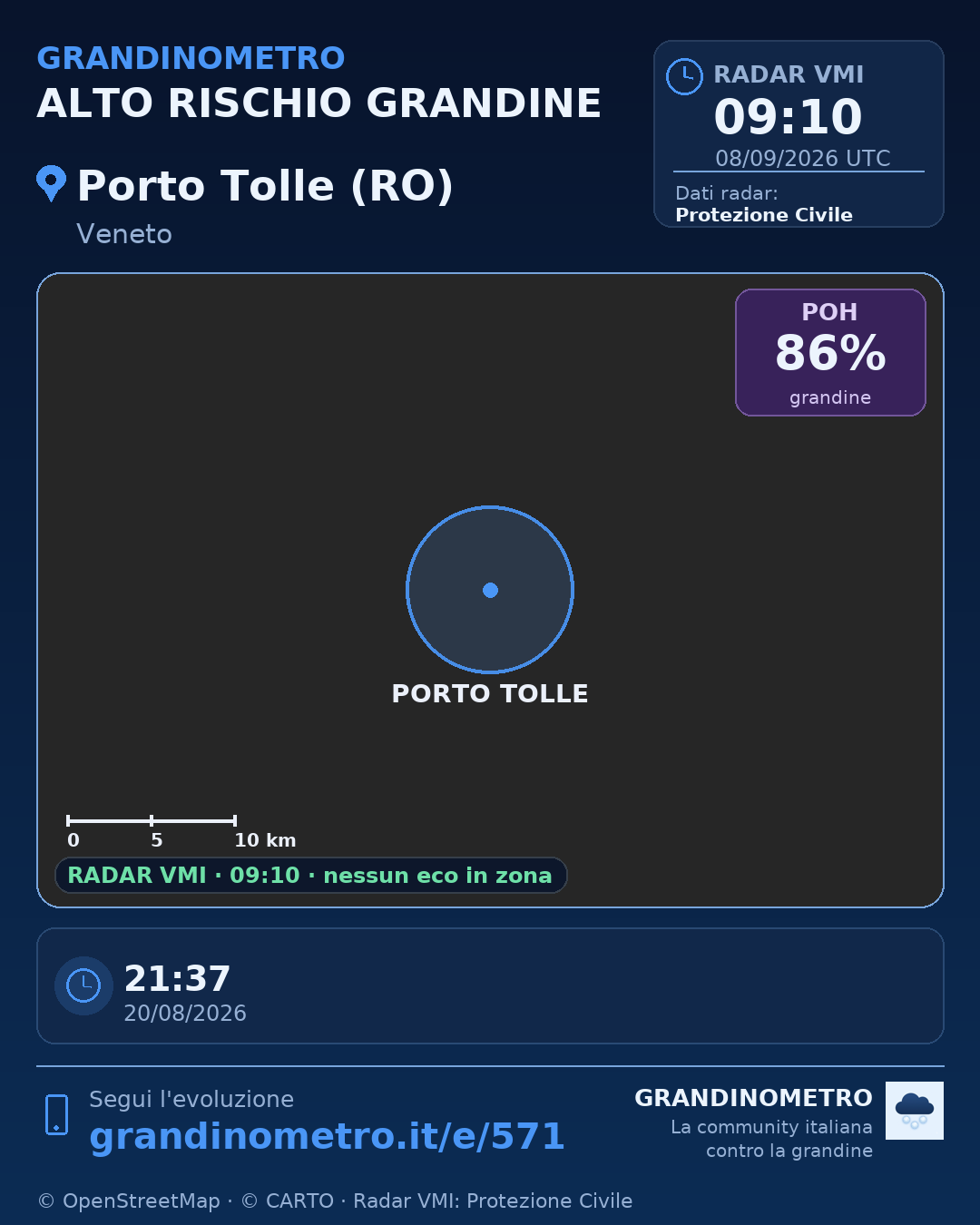 Mappa dell'evento: grandine a Porto Tolle (RO)