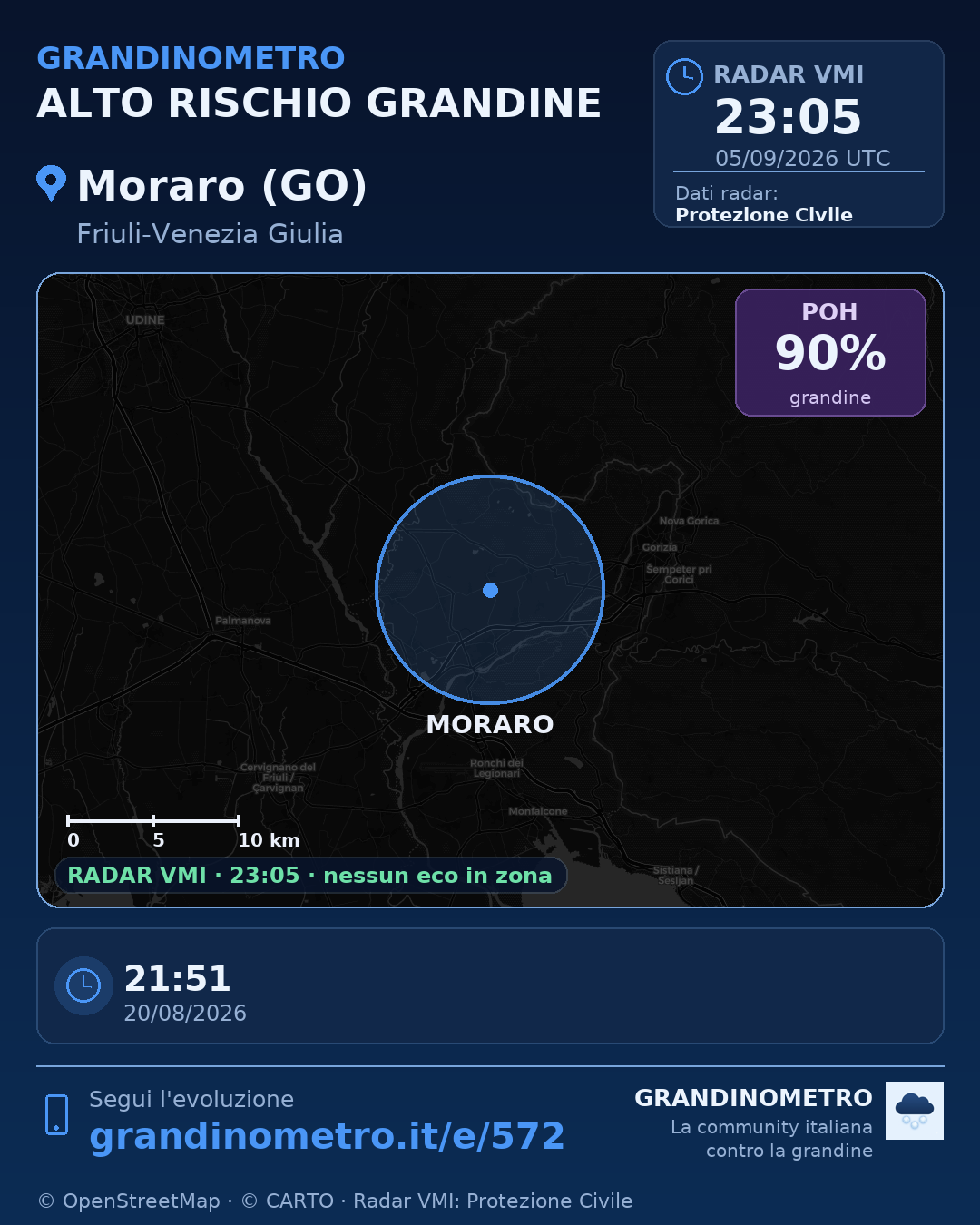 Mappa dell'evento: grandine a Moraro (GO)