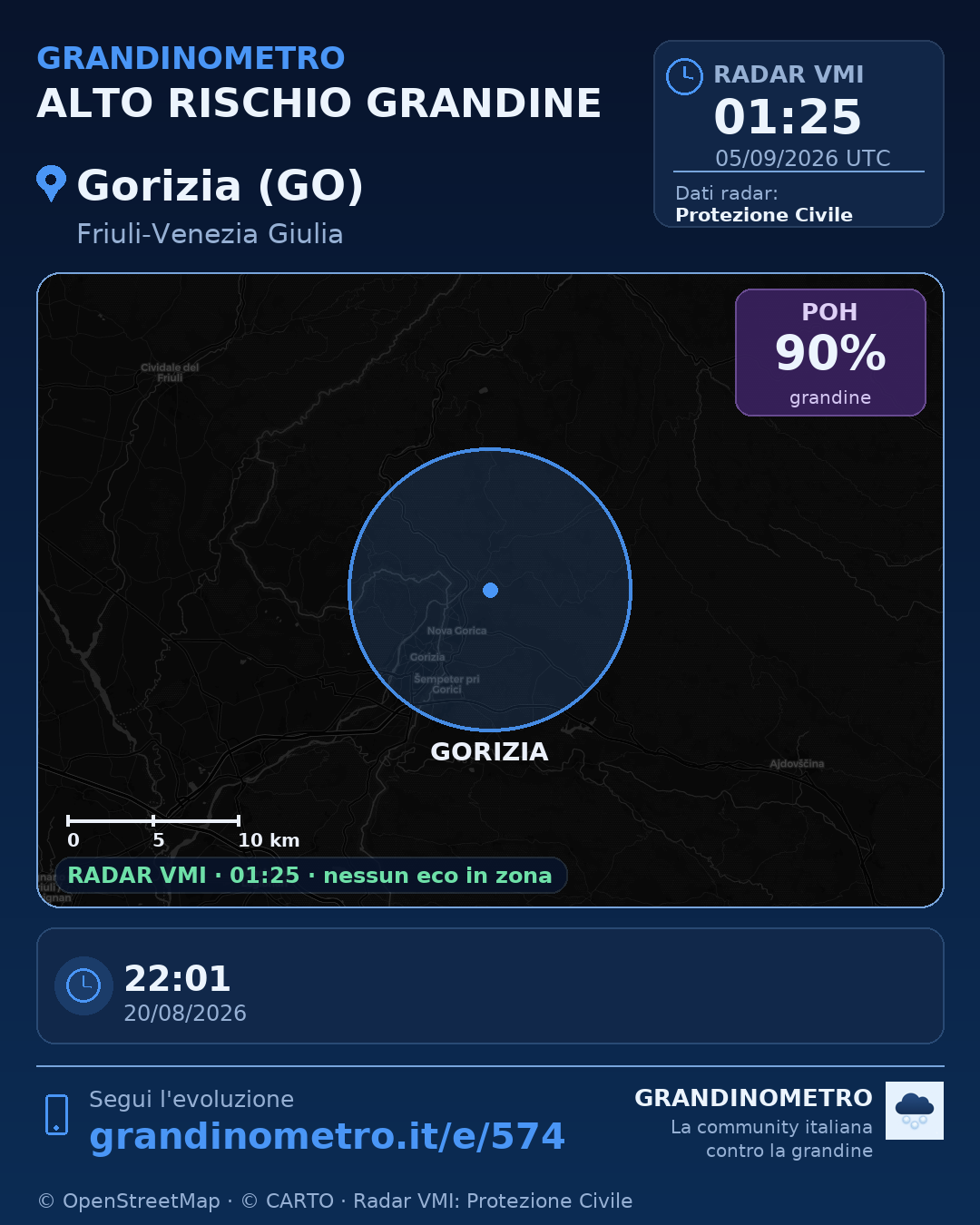 Mappa dell'evento: grandine a Gorizia (GO)