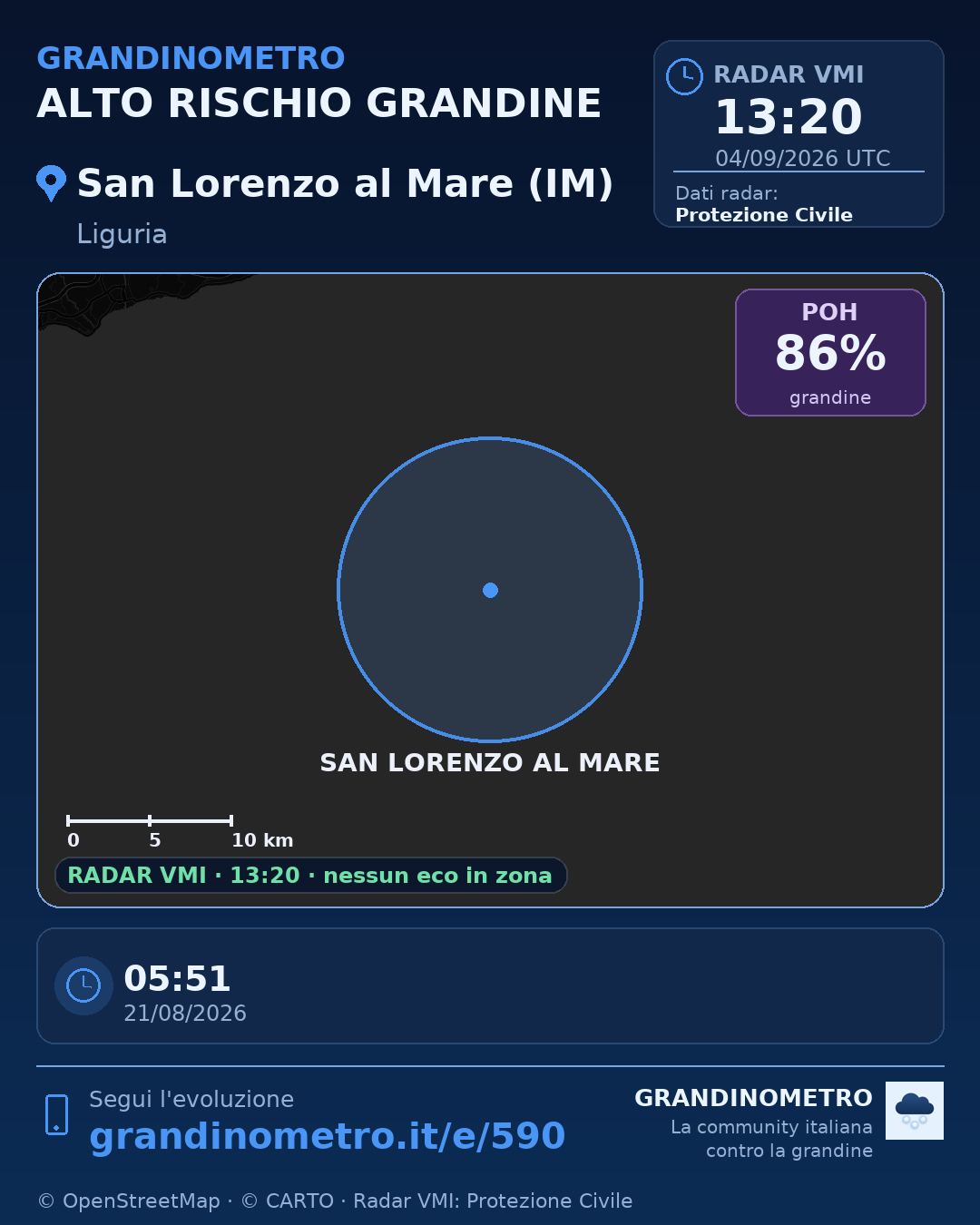 Mappa dell'evento: grandine a San Lorenzo al Mare (IM)