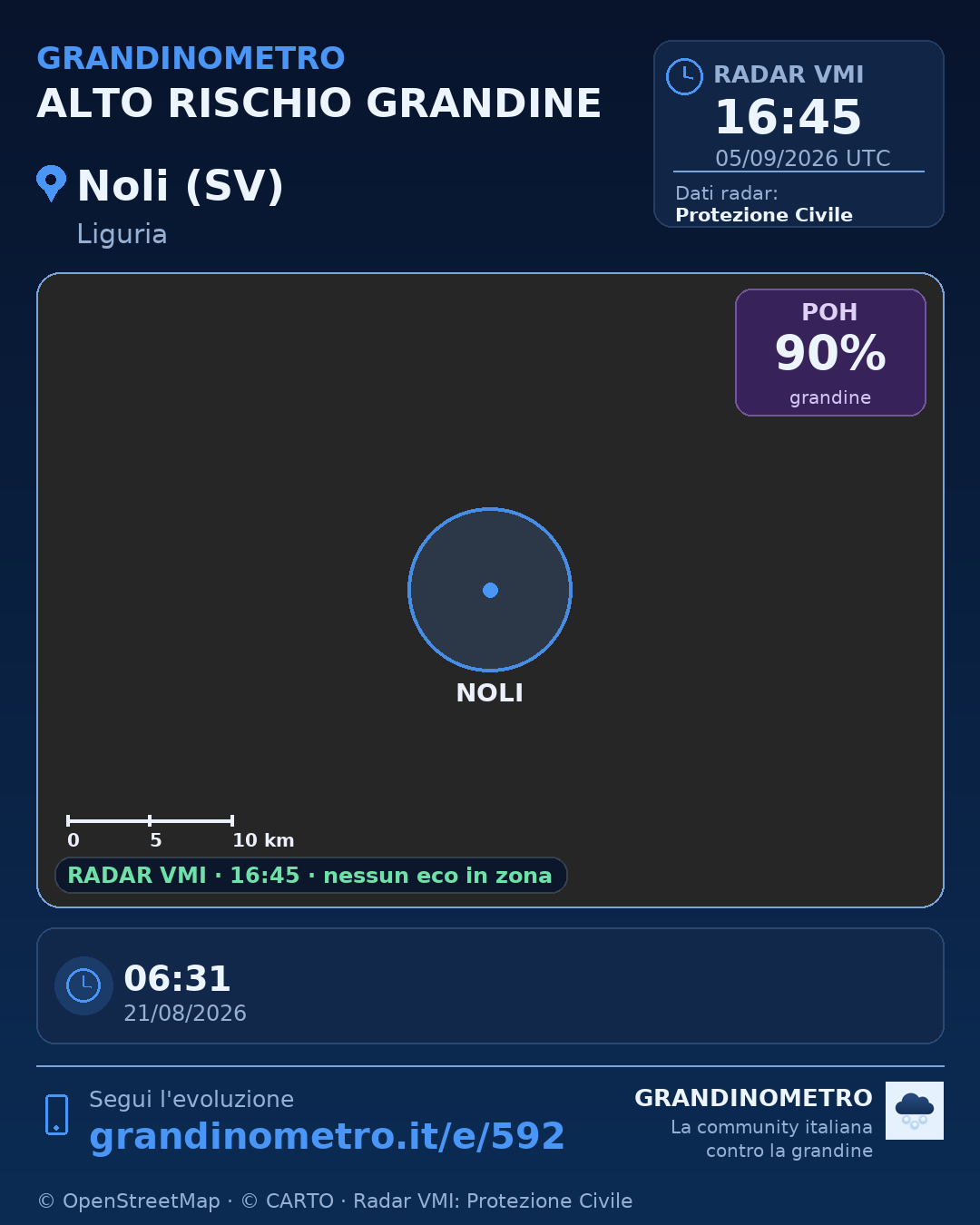 Mappa dell'evento: grandine a Noli (SV)