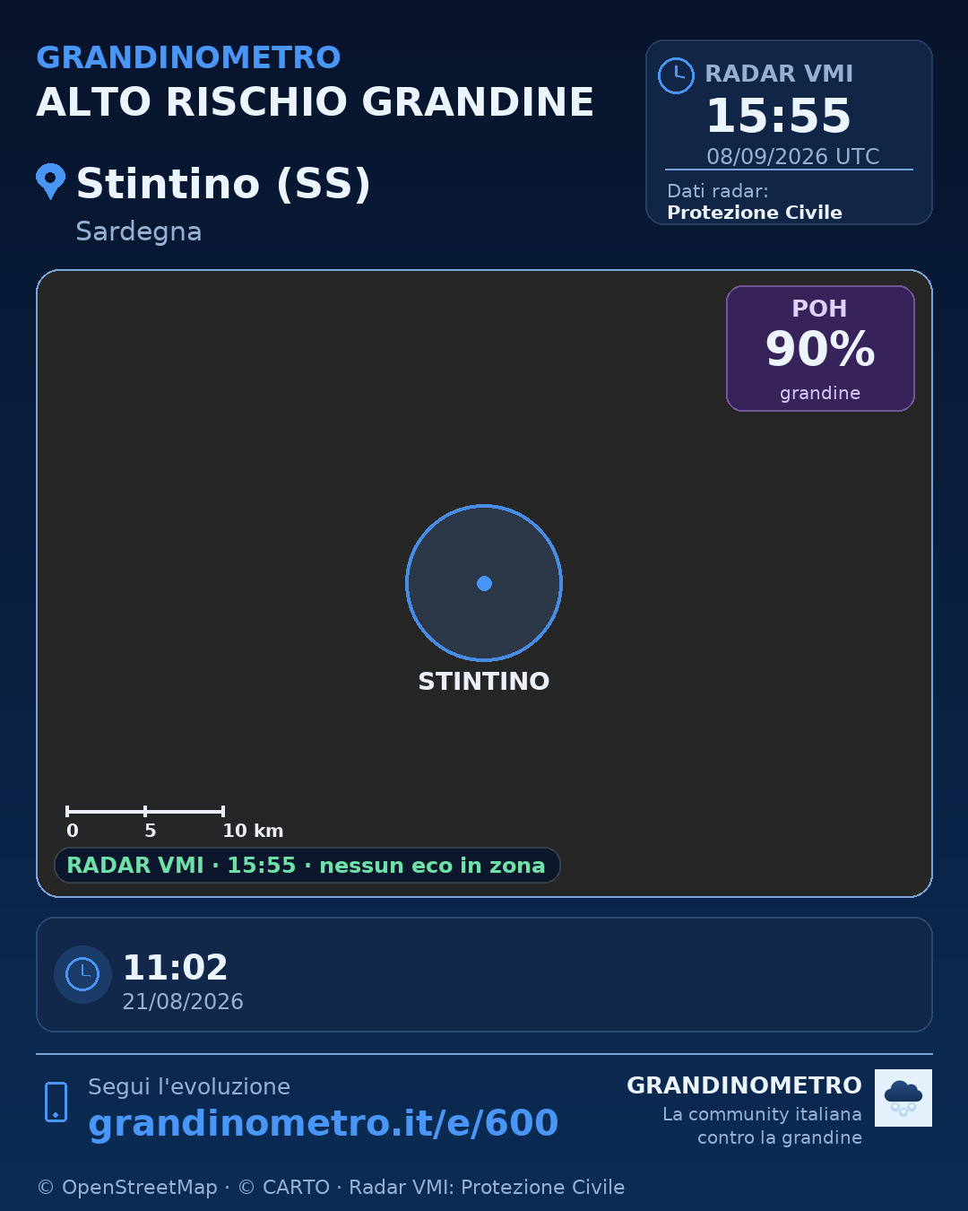 Mappa dell'evento: grandine a Stintino (SS)