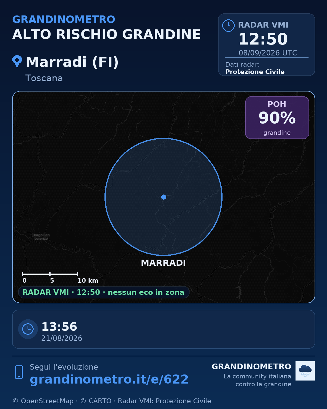Mappa dell'evento: grandine a Marradi (FI)