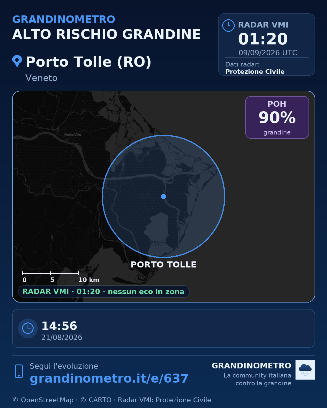 Mappa dell'evento: grandine a Porto Tolle (RO)