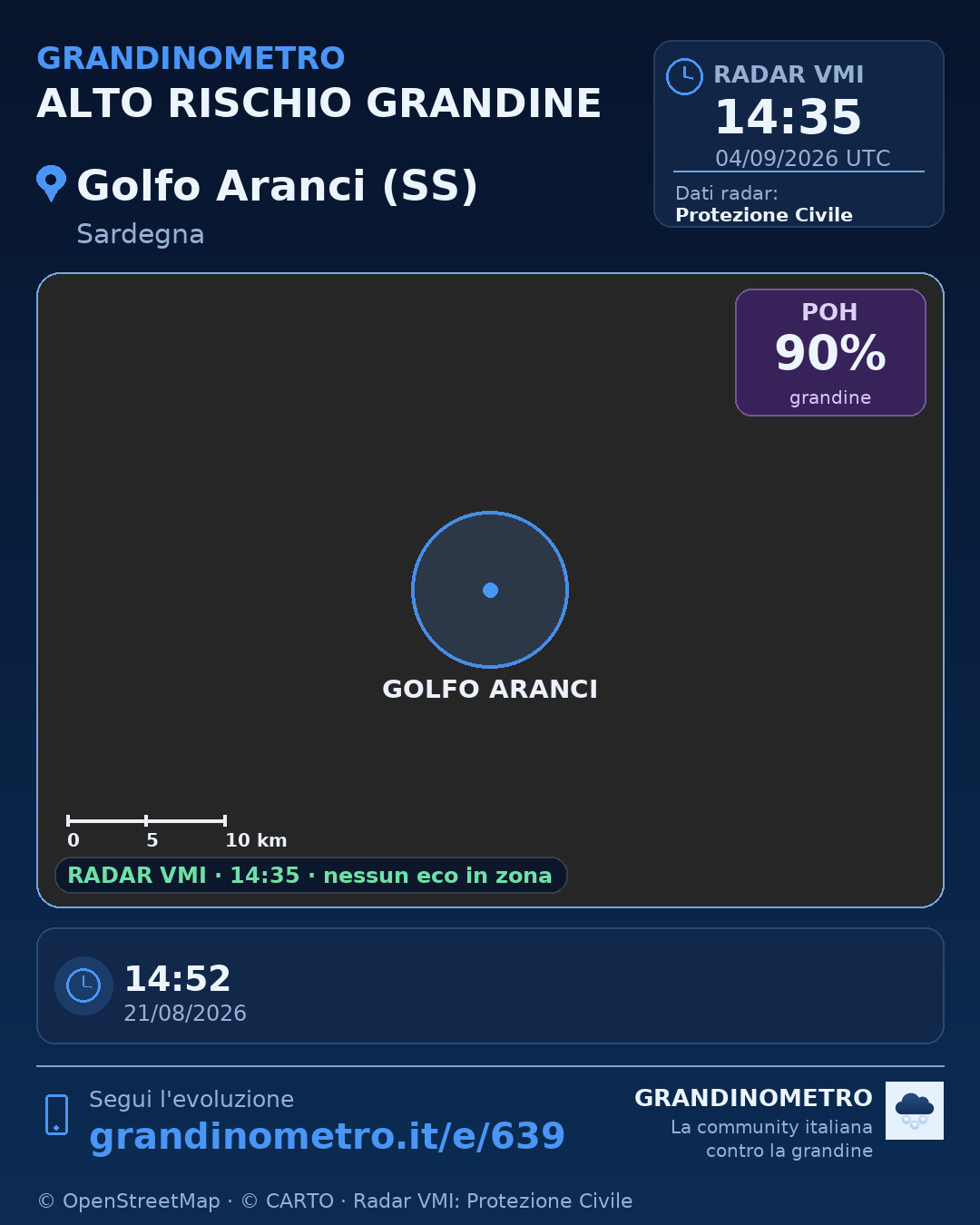 Mappa dell'evento: grandine a Golfo Aranci (SS)